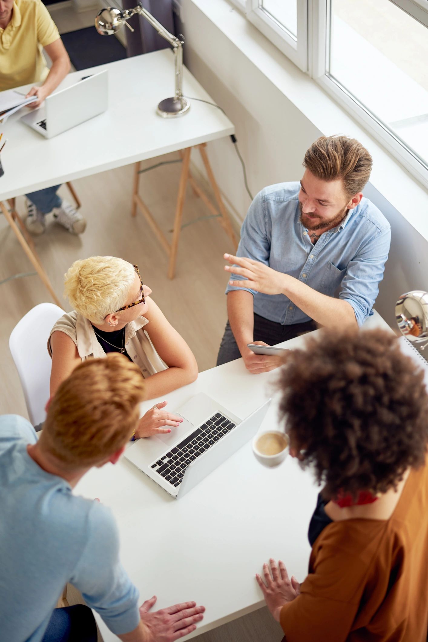 Client team in a collaborative office setting